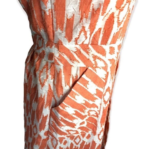 J.Crew Orange & Ivory Caroline Textured Dress in Ikat - Picture 7 of 9